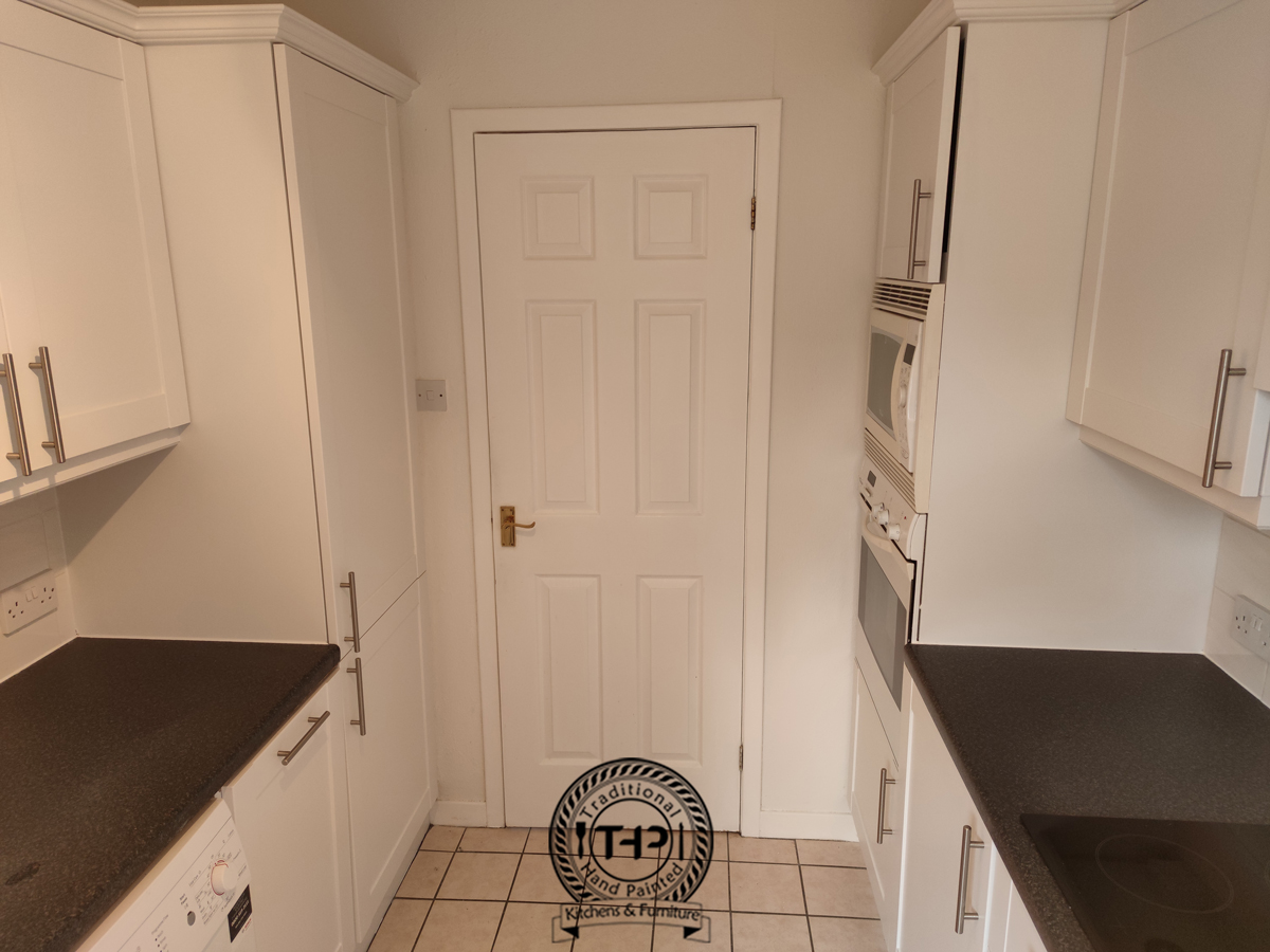 before and after photo of kitchen cabinets