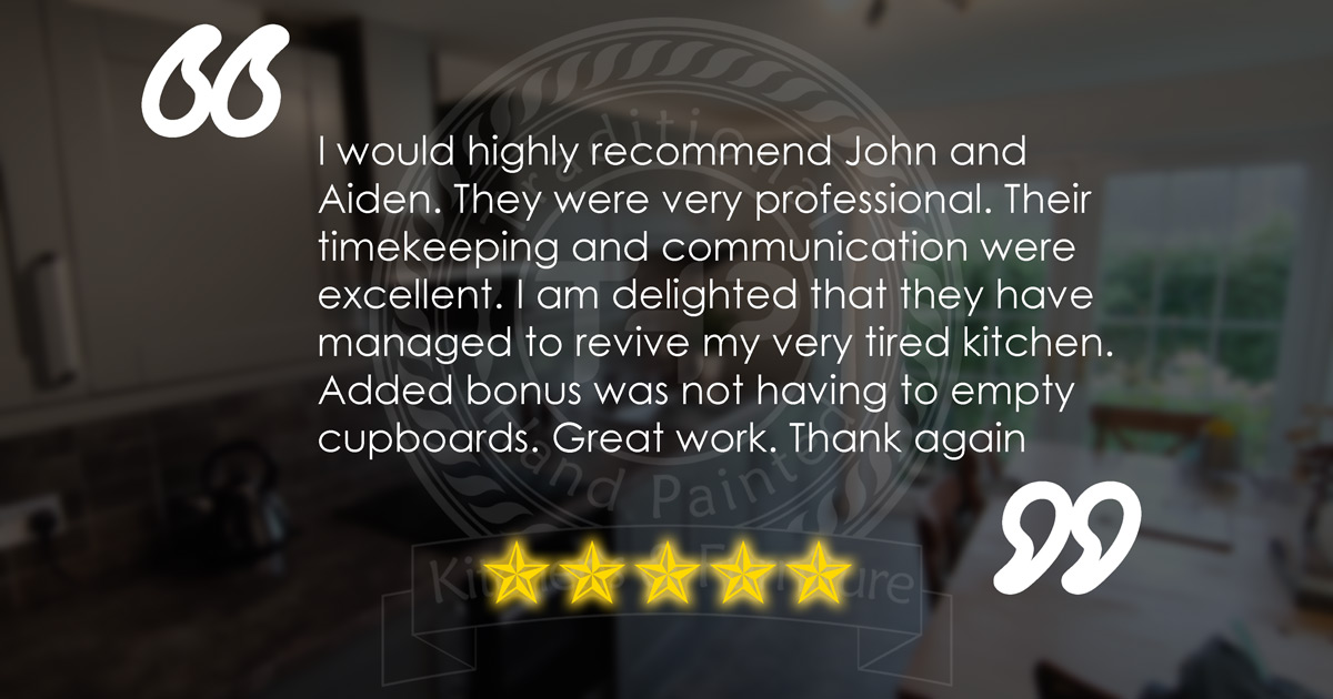 image of white hand painted cabeints and copper handle